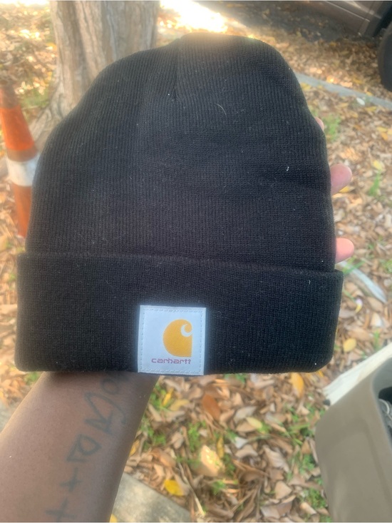 Carhartt Other - Carhartt Black Knit Cuffed Beanie with Yellow Logo Patch